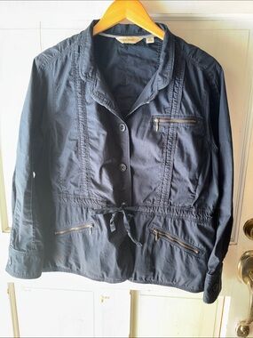 L.L. Bean Navy Drawstring Utility Jacket with Zip Pockets
